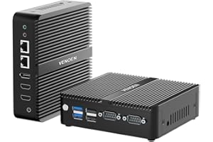 ‎VENOEN Lüfterloser Mini-PC der 12. Gen Celeron J6412, W 11 pro, 16GB D4 RAM 512GB SSD, Dual HD, DP, 3-Display, 2 RJ45 Lan, RS232 COM, Dual Band Wifi, BT4.2, Kleiner Computer, Büro-PC, Auto Power On, PXE