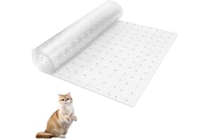 POKEAIR 38 * 112cm Carpet Cat Scratch Protector with Spikes Bottom, Clear Cat Carpet Protector for Doorway, Non Slip Cat Scratching Deterrent, Reusable Cat Dog Scratching Pad, Carpet Protector for Pets