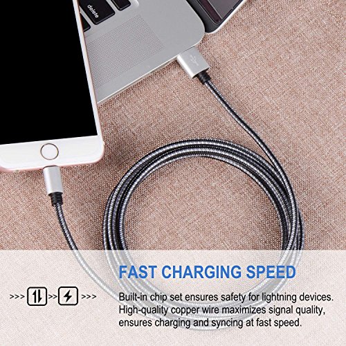 iPhone Charger, Lightning Cable 3Pack 10FT Long Nylon Braided Fast Charging USB Cable Cord Compatible with iPhone X 8 8Plus 7 7Plus 6s 6sPlus 6 6Plus SE 5 5s 5c iPad iPod and More