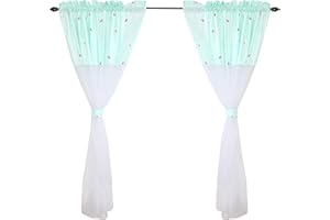 ‎TUPTAM TupTam Kinderzimmer Voile Vorhänge Baby Gardinen mit Tunnelzug Set, Farbe: Bärchen Mint, Größe: ca. 140 x 160 cm