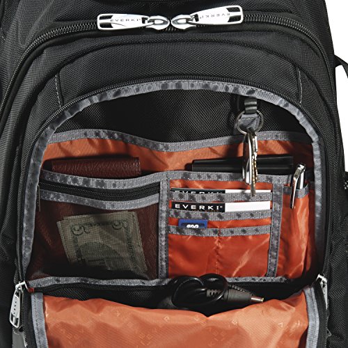 Everki Concept – Premium Laptop Rucksack für Notebooks bis 17,3 Zoll (43,9 cm) mit patentiertem Ecken–Schutz–System, Brillen-Hartschalenfach und weiteren hochwertigen Funktionen, Schwarz - 14