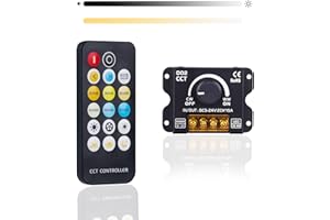 GOMING CCT Tunable White LED Controller DC 5V 12V 24V 30A RF PWM Controller Wireless Control or Through The Knob to Adjust Brightness and Color Temperature Suitable for CCT LED Strip Lights