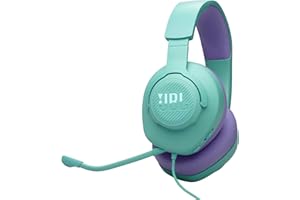 JBL Quantum 100 M2 Słuchawki Przewodowe z Odłączanym Mikrofonem i Opcją Wyciszenia, Gniazdem Słuchawkowym 3,5 mm, Kompatybilne z Wieloma Platformami, Kolor Cyan