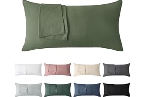 ‎JELLYMONI Jellymoni Kissenbezug 40x80 Baumwolle 2er Set Kissenbezüge Grün Oeko-Tex aus 100% Gewaschene Baumwolle Kopfkissenbezug mit Verstecktem Reißverschluss Weich 2 Stück Kissenhülle für Kissen 40x80cm