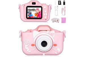 HEUCHAEY Aparat dla dzieci,aparat fotograficzny do selfie,aparat cyfrowy dla dzieci,wyświetlacz 2,0",20MP/HD 1080p rejestrator wideo,z kartą SD 32 GB, silikonowym etui ochronnym,dla dzieci w wieku 3-12 lat