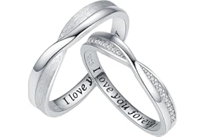 JFASHOP Coppia di anelli in argento Sterling 925, coppia di anelli di fidanzamento con fiore della vita, anello aperto regolabile per anelli di fidanzamento, coppia di anelli di fidanzamento, anello per