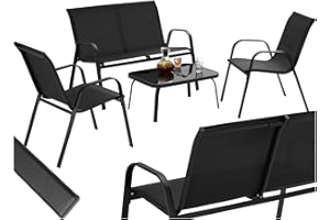 TecTake® Salon de Jardin Extérieur 4 Personnes Ensemble Canapé 2 Places 2 Fauteuil Salon et Table de Jardin, Mobilier pour Amenagement Balcon Terrasse Veranda Fauteuil Exterieur terrasse