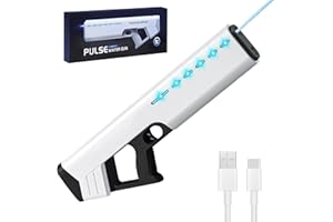 Joellfuner Pistola de Agua Electronica, USB Recargable Largo Alcance de Pistola de Agua Automatica de un Botón con luz, Pistola de Aguas Potente, Juguetes de Piscina Regalos Veranos para Niños Adultos