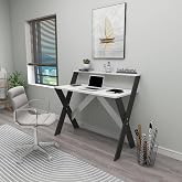 ENDA HOME COLLECTION X Ayaklı Ders &Ccedil;alışma Masası, Ofis ve Bilgisayar Masası Antrasit & Beyaz