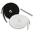 EKIND 2PCS 51 Inch Long Universal Drawstring Cords Replacement with 1PC Easy Threaders, Suitable for Sweatpants,Shorts,Hoodie String, Simple and Durable(Black + White Cord, Round Metal Head)