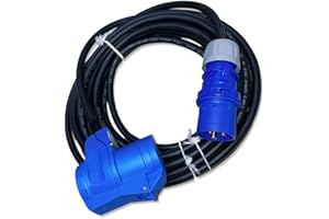 INTUIFLEX Rallonge coudée CEE vers fiche CEE - 10 m - IP44 - 230 V/16 A - 3 broches - 2,5 mm² - Pour camping, bateau, camping-car, caravane