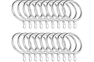 HOCADRV 20 Stück Metall Vorhangringe 45mm Innendurchmesser Vorhang dekorative Ringe Hängehaken mit festen Ösen für Gardinenstange, Silber