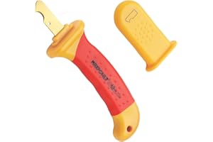 MAXPOWER VDE Elektryk 1000V szczypce do ściągania izolacji - izolowany nóż do ściągania izolacji z hakiem, powłoka tytanowa, głębokość 28 mm - profesjonalna gęstościarka do kabli elektrycznych
