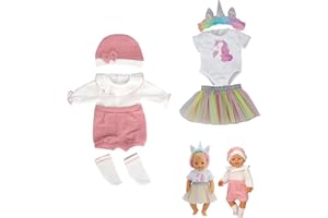 Neuytiky Ropa para Muñecas Bebé 35-43 cm, 2pcs Ropa de Muñecas para New Born Baby Doll, Juego de Disfraz de Muñeca para Niños y Niñas,Accesorios para Muñeca