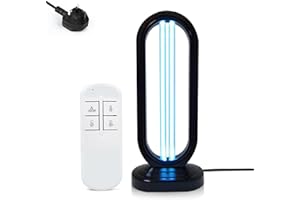 Vipomkowa ​UV Light Sanitizer, 38W Disinfection Tower, Detull UV Steriliser for Room, Remote Control Timer 110V UV Lamp, Kitchen, Baby Room,Office (Black) [Energy Class A+++]