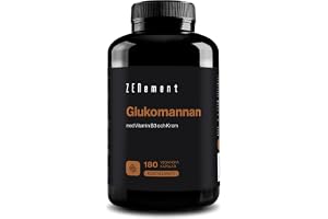 Glukomannan 4200 mg - Konjac Rotfiber - 180 Veganska Kapslar | med Vitamin B3 & Krom för näringsämnesomsättning - Naturligt U
