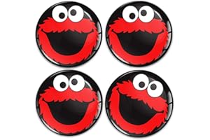 SkinoEu 4 x 55mm 3D Silicona Adhesivo Pegatinas Stickers Universal Tapas de Rueda de Centro Tapacubos para Coche Auto Tuning Elmo Cookie Monster A 5955