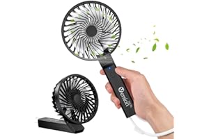 VersionTECH. Portable Handheld Fan, Small Personal Mini Desk Table Folding Fan with USB Rechargeable Battery Operated Electric Fan for Office Outdoor Sport Household Traveling Camping -Black
