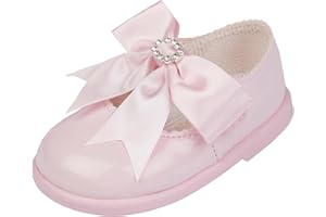 EARLY DAYS Baypods, Toddler Shoes with Hard Sole, Baby Girls First Walking Shoes with Anti-Slip Sole, First Walkers with Bow, Made in The UK, Made in The UK,