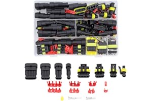 Yuhtech Connecteur de Fil de Voiture Imperméable, 352 Pcs 1/2/3/4 Broches Prise de Bornes électriques pour Moto, Voiture, Camion