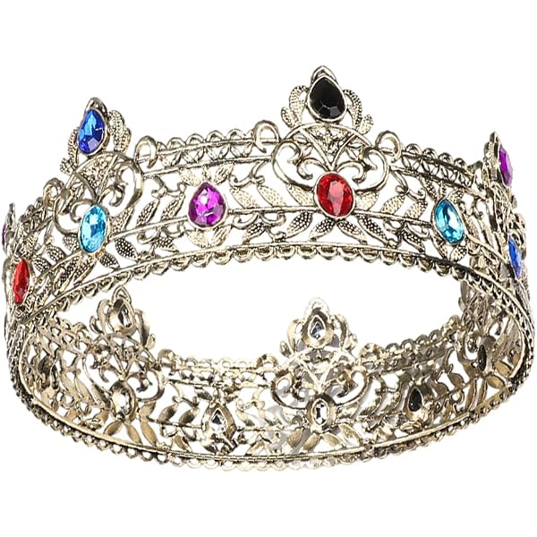 Couronne Royale Dorée Homme - Diadème Médiéval Avec Cristaux Pour Mariage & Fêtes