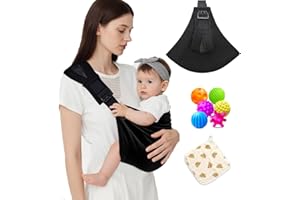 SANILINWILD Baby Sling Carrier, Adjustable Baby Carrier, Adjustable Sling Easy Toddler Carrier Comfortable Baby Wrap Carrier Baby Carrier Wrap for Newborn Up to 3-36 Months (Black)