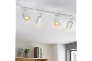Wowatt Lámpara de Techo Blanco Orientable, Lámpara de Techo 4 Focos Gu10, Moderno Plafones de Techo Ajustables y Giratorios, Plafón Foco de techo LED Para Pasillos Comedores Dormitorios, Sin Bombilla