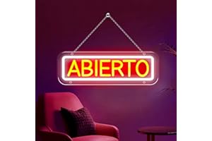 KAEGORT ABIERTO Neón Luz, LED Logotipo de Neón Luminoso Personalizado para Decorar en Fiesta Cumpleaños Decoracion del Hogar Rojo Luces Personalizado Neón para Tiendas Bares Decoración de Paredes