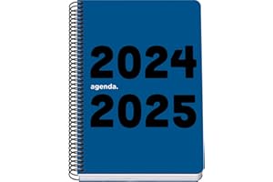 Dohe - Agenda Escolar 2024 2025 - Día por Página, Tamaño A5 (15x21 cm), Cierre de Anillas, Tapa Flexible de Plástico, Español e Inglés, Septiembre a Junio, Material Escolar - MEMORY Azul