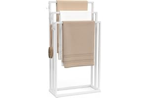 IDMarket - Porte-serviettes sur pied 3 niveaux DALLAS métal blanc design industriel