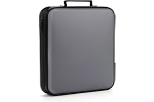TIMCORR DVD Storage CD Case Holder: 160 Capacity CD Sleeves Black Disc Cases Binder for Car - CD Hard Organizer Box - Large DVD Wallet for Movie/Music/Game & Portable CD Book (160 Capacity Grey)