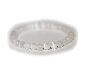 Miracles Minéraux Bracelet perle ronde 6 mm, pierre naturelle, création artisanale française, plus de 60 choix (Sélénite 6 mm)