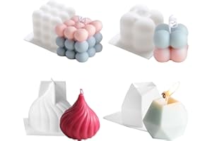 NICAVKIT Lot de 4 moules en silicone pour bougies en forme de bulles, fabrication de bougies, en silicone, à bulles 3D, moules à gâteau pour cire de soja, savon, bougies parfumées, bricolage