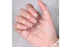 ChicNana Clear Semi Cured Gel Nails Strips, Soft Self-Adhesive Gel Nail Stickers, 20 StickersNail Wraps Nail Gel Strips High Gloss Manicure UV/LED Lamp Required (52-Crystal Clear)