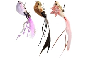 DOZNOZRI Cat Feather Toys, 3Pcs Feather Refills for Cat Wand Toys with Bell, Interactive Cat Teaser Feather Toys Accessories Replacement Refills for Indoor Cats Kittens (Type 2)