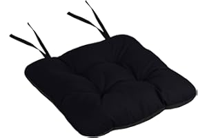 Domarex Silla Garden Chair Cushion, 50 x 50 cm, Waterproof Cushion for Garden Chair, Seat Cushion on Chair, High-Quality Polyester, Soft Chair Cushion with Ties, Black