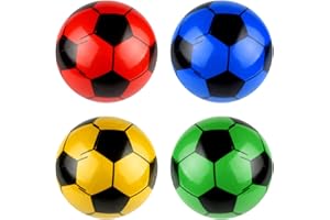 IB KOOT PVC Plastic football (Pack of 4) for Kids, Indoor Outdoor Play Beach, Home,Birthday, Park,School Fun Fair, Swimming Pool,& Parties Soccer Shoot toy balls Lightweight Adjustable Inflatable Random Color