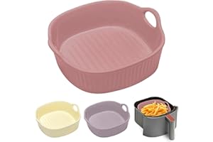 MEYUXG Pirofila rotonda in ceramica, per friggitrice ad aria calda, 18,5 x 16,5 x 5,5 cm, per lasagne, patatine fritte, zuppa (rosa)