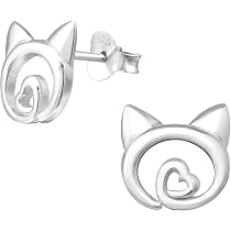 Monkimau Ohrringe Katze Aus 925 Sterling Silber – Mit Kristallen, Hypoallergen Für Mädchen