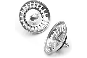 SUPRBIRD Siebkörbchen Spüle, 2 Stück Durchmesser 78 mm - 80 mm Abflusssieb Spülbecken Sieb mit Dichtung SUS 304 Edelstahl Küche für Küchenspüle Spüle Ersatzteile