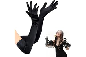 Luoqun88 Long Elbow Satin Gloves, Long Satin Gloves Evening Gloves for Women Girls, Fancy Dress Gloves Opera Elbow Length Gloves, 20.9in White Gloves for Wedding Prom Party Dance Costume Accessories