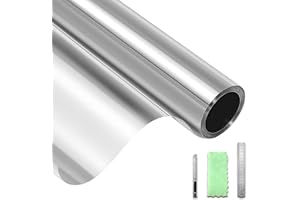 DIFIT One Way Window Film See Out Not in Privacy Film for Glass Windows Reflective Window Film Anti-UV Anti-Glare Mirror Window Film Static Cling Window Tint for Home, Office（Silver-silver，44.3x200cm）