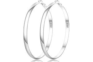NEVEGE Silver Hoop Earrings for Women Sterling Silver Hoop Earrings Hypoallergenic Large Silver Hoop Earrings Lightweight Big Silver Hoop Earrings for Women Sterling Silver 30/40/50/60/70MM