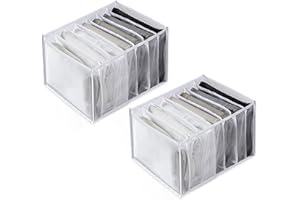 DEEDPF Składane pudełka do przechowywania ubrań, organizer do przechowywania dżinsów, 7 białych siatek na spodnie, legginsy, organizację t-shirtów, 2 szt