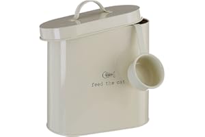 Premier Housewares, Adore Pets Lucky Dog, Contenitore per Cibo con Cucchiaio, Naturale, 6,5 Litri, Metallo, Cream, 2,8 Litri