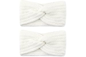 GZDAOXIA 2 Pezzi Fascia Capelli Donna,fascia invernale,Fasce per Capelli Invernale,Capelli Maglia Tenere,Fascia Capelli Elastica versatile per inverno(Bianco)