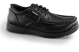 US Brass Mens Stubby Boat Shoes with Rugged Sole and Lace Up Fastening Black