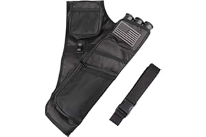 KRATARC 3-Tubes Hip Quiver Waist Hanged Arrow Archery Carry Bag with Pockets Adjustable Belt