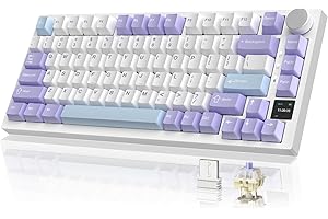 YINDIAO AK820PRO Klawiatura Mechaniczna z TFT Inteligentnym Wyświetlaczem i Pokrętłem,Wireelss 2.4G/BT5.1/USB-C,Układ ANSI 75%,Hot-Swap,Liniowy Gift Switch,Podświetlenie RGB,do PC,MAC (Purple)