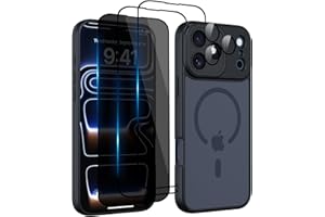Nupcknn Magnétique Coque pour iPhone 17 Pro Max avec Magsafe et 3 Verre Trempé [HD+HD+Confidentialité][Caméra de Protection complète] Coque Antichoc translucide Mat arrière Anti-Rayures